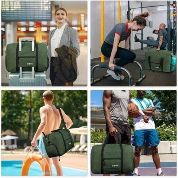 New Travel Duffel Bag for Men and Women Lightweight 2-Army Green Gym Bag Carryon - Picture 5 of 7